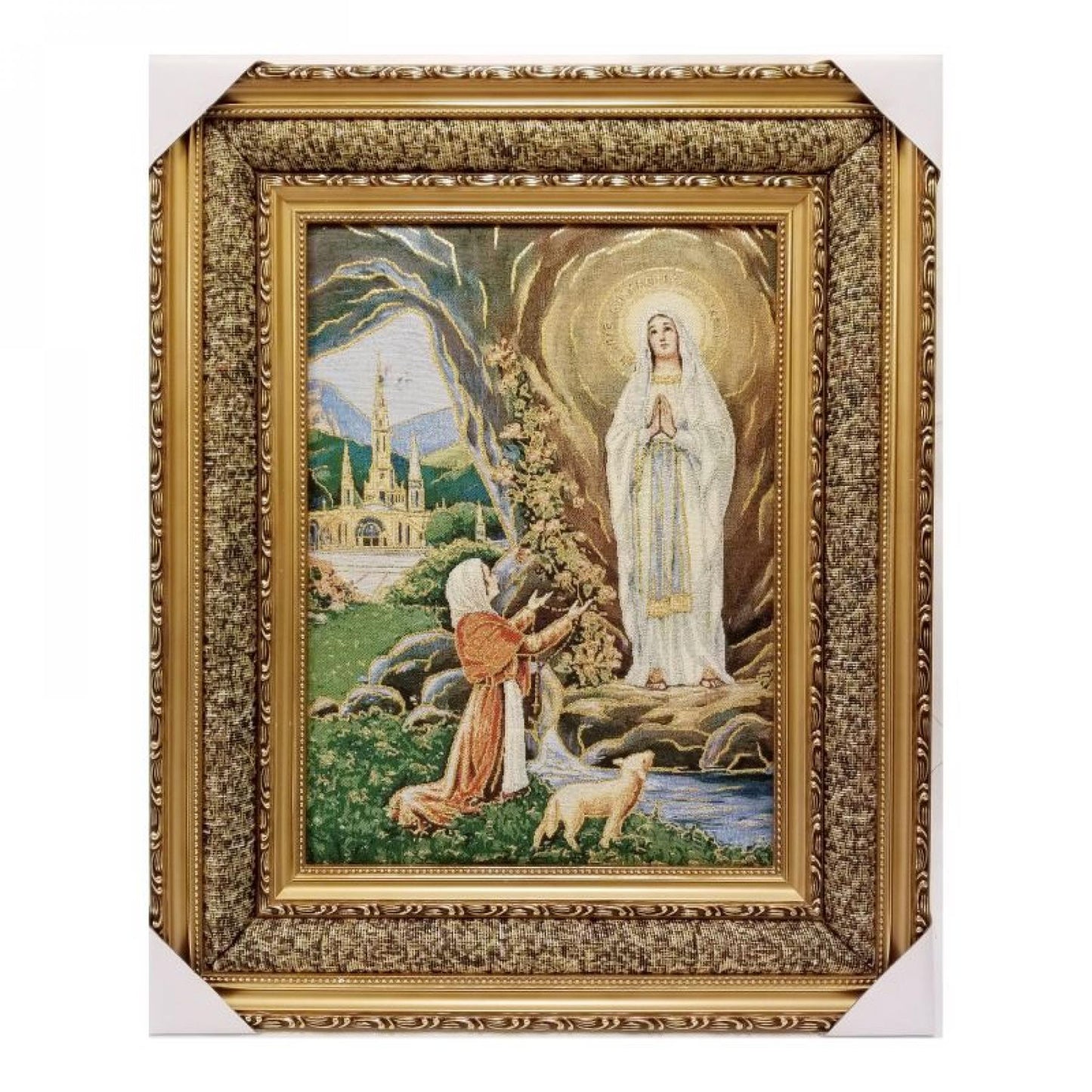 Lady Of Lourdes Framed Tapestry