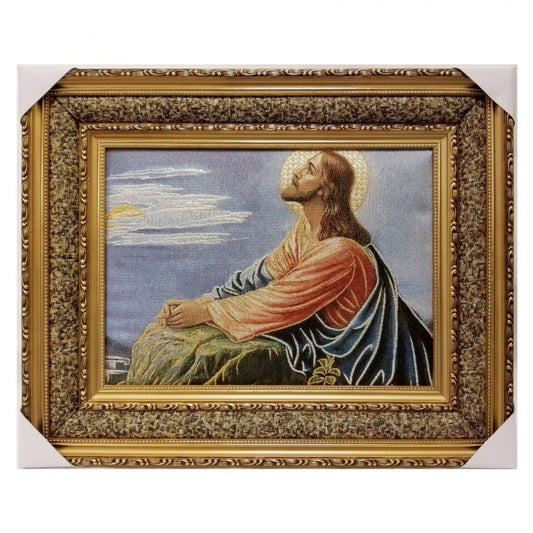 Jesus Praying Framed Tapestry