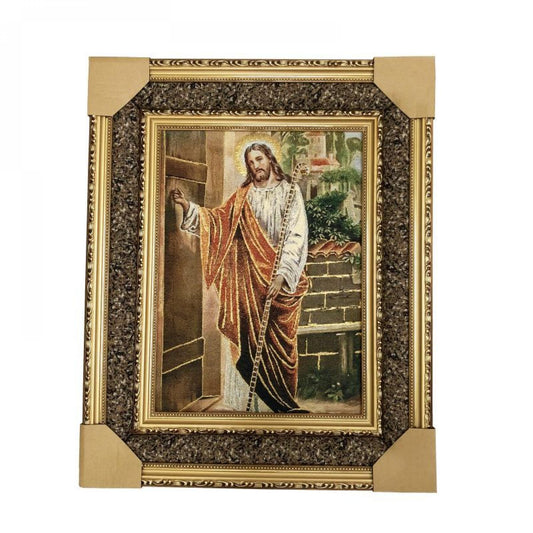 Jesus Knocking On Door Framed Tapestry