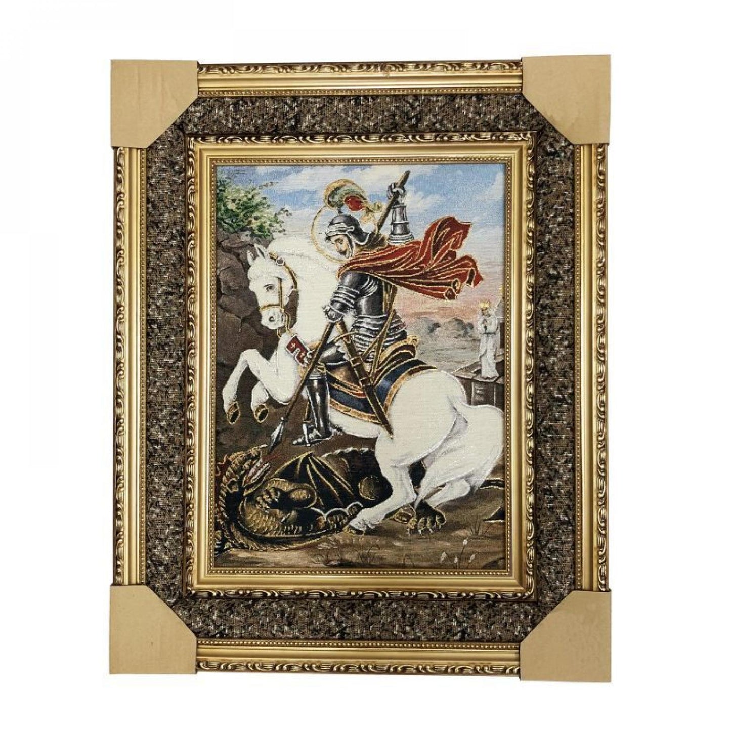 Saint George And The Dragon Framed Tapestry