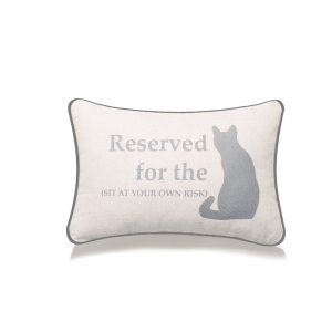 Reserved For The Cat Sit At Your Own Risk With Print Of A Cat With Feather Down Insert Pillow