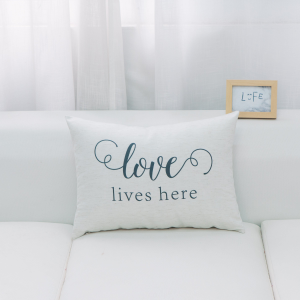 Love Lives Here With Feather Down Insert Pillow