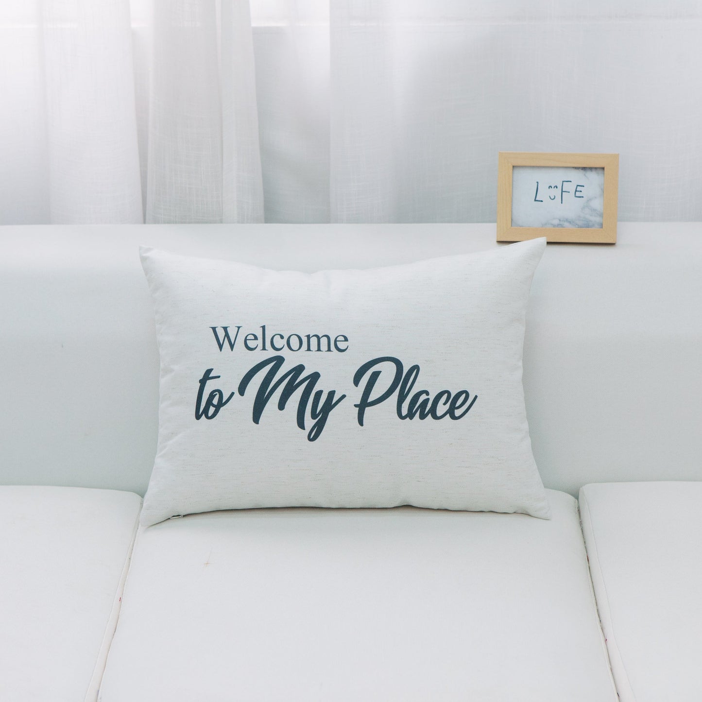 Welcome To My Place With Feather Down Insert Pillow