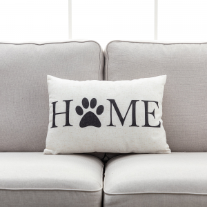 Home With Paw Print O And Feather Down Insert Pillow