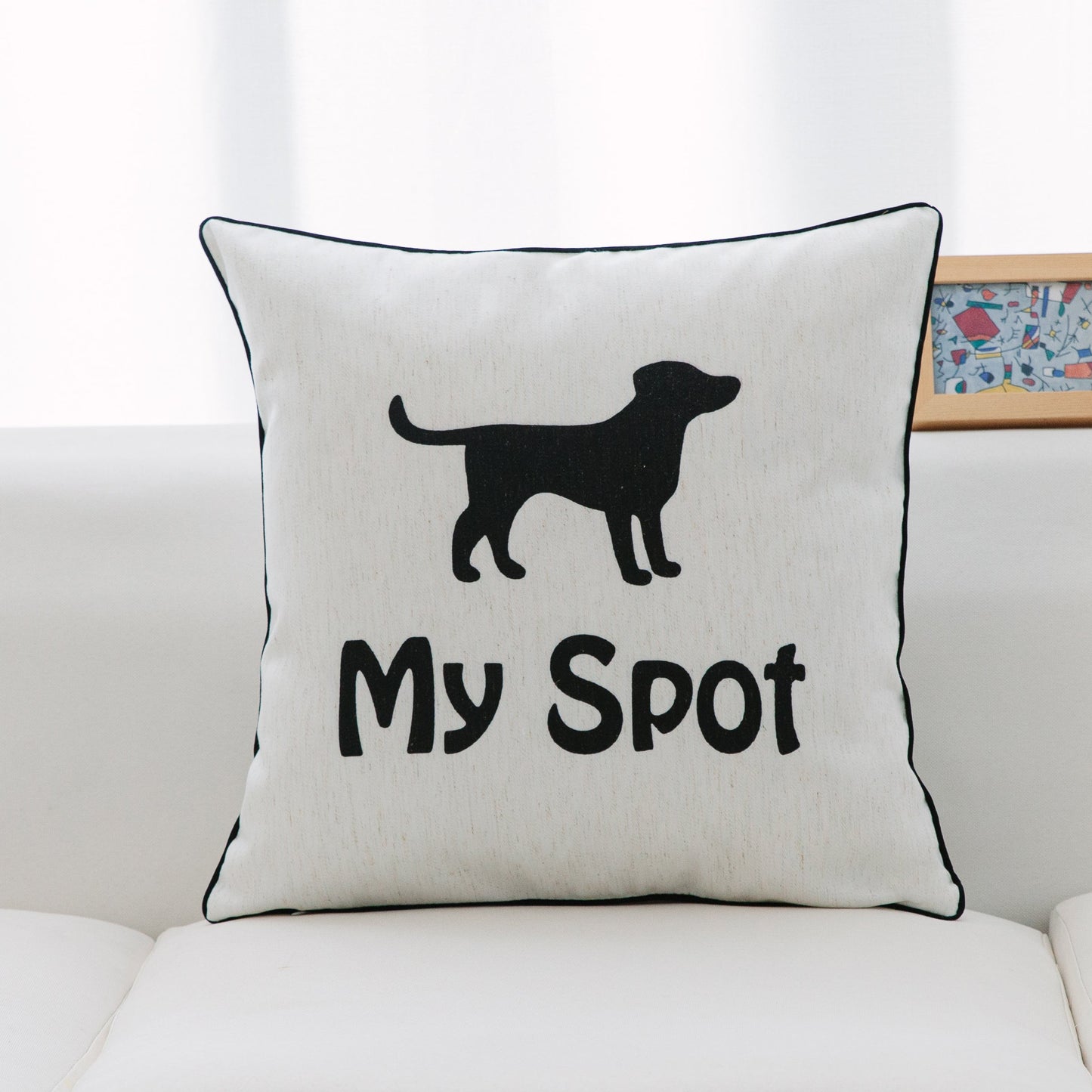 My Spot With Print Of A Dog And Feather Down Insert Pillow