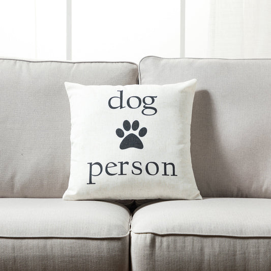 Dog Person With Paw Print And Feather Down Insert Pillow