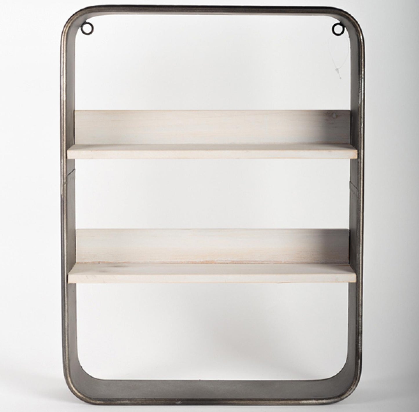 Wood And Metal Frame Rectangular Wall Shelf