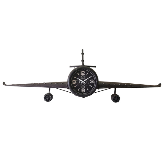 Long Wings Antique Brown Airplane Wall Clock
