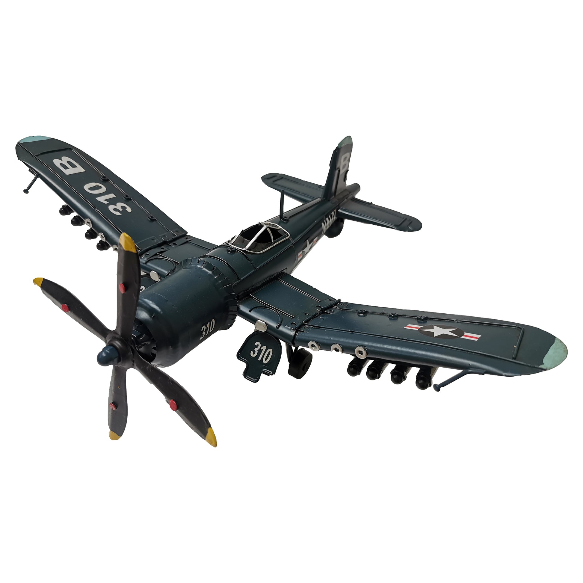 Navy Blue Airplane With Foldable Wing Decoration