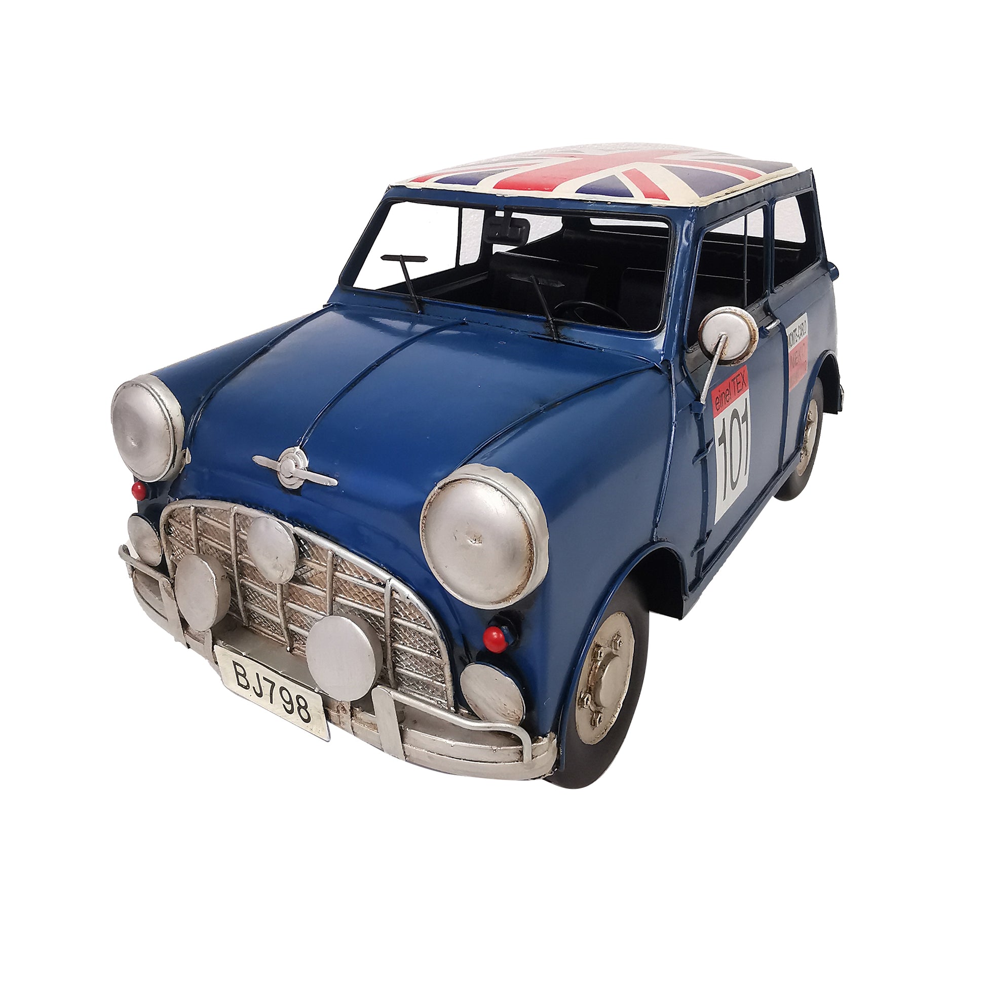 Classic Blue Mini Style With Flag On Roof Decoration