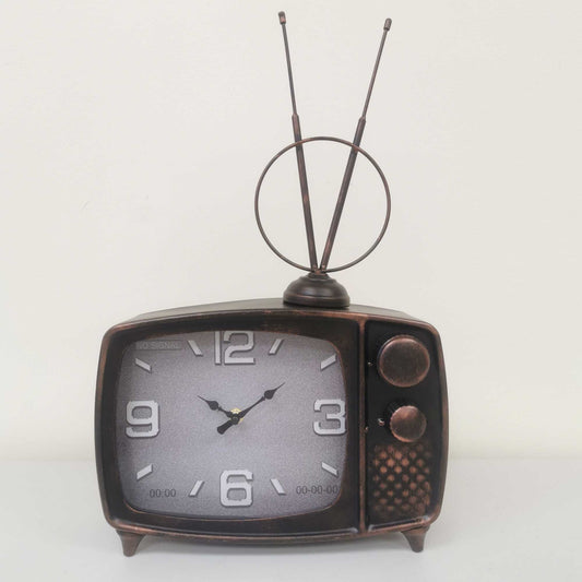 Distressed Brown Classic Tv Table Clock